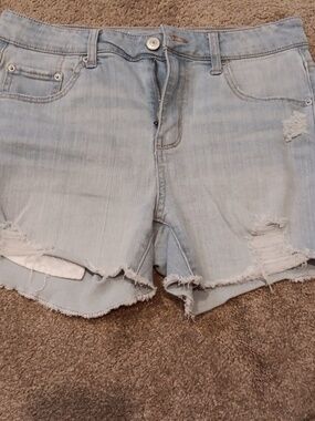 Light Wash Distressed Women's Denim Shorts